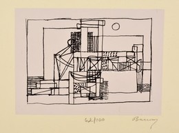 Barcsay Jenő (1900-1988): Falak, Szitanyomat, Papír, Jelzett, 10×15 Cm - Andere & Zonder Classificatie