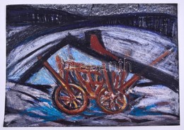 Borbély Gizella (1920-1994): Szekér, Pasztell, Papír, Jelzett, 36×50 Cm - Andere & Zonder Classificatie