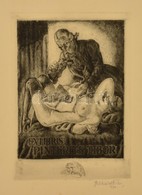 Gönczi-Gebhardt Tibor (1902-1994): Erotikus Ex Libris Pinterits Tibor. Rézkarc, Papír, Jelzett, 24×14 Cm - Altri & Non Classificati