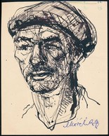Móré Mihály (1924-1997): Férfi Portré. Tus, Papír, Jelzett, 18×14 Cm - Andere & Zonder Classificatie