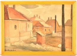 Nemes Jelzéssel: Házak. Akvarell, Papír, üvegezett Keretben, 20×28 Cm - Andere & Zonder Classificatie