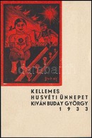 Buday György (1907-1990): Kellemes Húsvéti Ünnepeket Kíván - - 1933. Fametszet, Papír, Jelzett, 15x10 Cm - Otros & Sin Clasificación