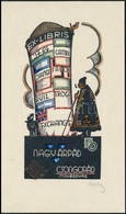 Nagy Árpád Dániel (1894-1959): Ex Libris Csongorád Művészház, Színezett Fametszett, Papír, Jelzett, 15×9 Cm - Otros & Sin Clasificación