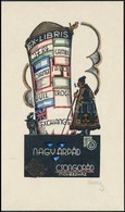 Nagy Árpád Dániel (1894-1959): Ex Libris Csongorád Művészház, Színezett Fametszett, Papír, Jelzett, 15×9 Cm - Andere & Zonder Classificatie