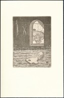 Jindřich Pileček (1944-2002): Ex Libris, Rézkarc, Papír, Jelzés Nélkül, A Hátán Kis Sérüléssel, 11x9 Cm. - Altri & Non Classificati