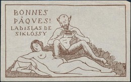 Jelzés Nélkül: Ex Libris Ladislas Siklóssy. Bonnes Páques! Erotikus Ex Libris, Klisé, Papír, 9x15 Cm - Otros & Sin Clasificación