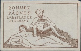 Jelzés Nélkül: Ex Libris Ladislas Siklóssy. Bonnes Páques! Erotikus Ex Libris, Klisé, Papír, 9x15 Cm - Other & Unclassified