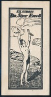 Erotikus Ex Libris Dr. Südy Jenő. Linó, Papír. 11x4,6 Cm - Autres & Non Classés