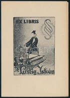 Jelzés Nélkül: Humoros Jogi Ex Libris Dr Lustig István. Klisé, Papír, 7,5×5,5 Cm - Autres & Non Classés