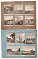 Cca 1800-1900 Francia Városképek, Látképek, 11 Db Kisméretű Acélmetszet, Kartonra Ragasztva, Különböző Méretben - Estampas & Grabados