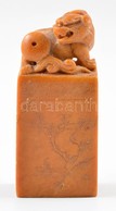 Kínai Sárkány Figurás Pecsétnyomó, Faragott Kő, Díszítéssekkel / Chinese Dragon Seal  Maker. Stone 7,7 Cm - Autres & Non Classés