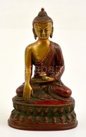 Gyógyító Buddha Szobor, Bronz Szobor, M: 17 Cm - Sonstige & Ohne Zuordnung