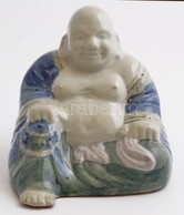 Kézzel Festett Porcelán Buddha, Jelzés Nélkül, Apró Kopásnyomokkal, M: 14 Cm - Altri & Non Classificati