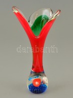 Muránói Virágszirom Váza, Jelzés Nélkül, Több Rétegű, Apró Karcolásokkal, M: 29 Cm - Glass & Crystal