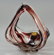 Lux Glass Asztali Dísztál, Anyagában Színezett, Matricával Jelzett, Kis Kopásnyommal, M: 24 Cm - Glas & Kristall