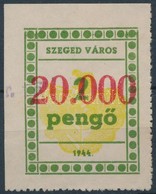 1946 Szeged Városi Illeték 20.000P/2P I. Tip. ívsarki 3-as Csík Kivágáson (6.000) - Non Classés