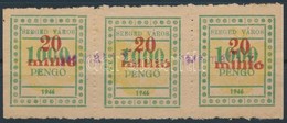 1946 Szeged Város Okirati Illetékbélyeg 20mP/1000P Hármascsík (11.000) - Non Classificati