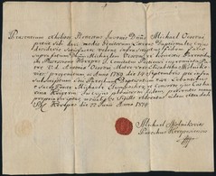 1814 Kerepes, Latin Nyelvű Keresztelési Anyakönyvi Igazolás, Rányomott Viaszpecséttel - Ohne Zuordnung