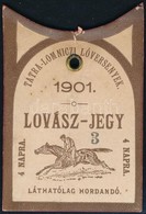 1903 Tátralomnici Lóversenyek, Lovász-jegye, 1901, 7x5 Cm - Unclassified