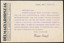 1933 Szeged, Délmagyarország újság Fejléces Levélpírjára írt Levél - Zonder Classificatie