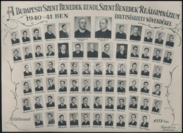 1941 Budapest, Szent Benedek Rendi Szent Benedek Reálgimnázium Tanárai és Végzett Növendékei, Kistabló Nevesített Portré - Other & Unclassified