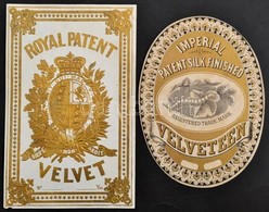 Cca 1880 Kettő Nagyméretű, Dízses Selyem Címke. 15x20, 16x26 Cm / Velvet Labels - Advertising