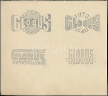 Cca 1930 Globus Nyomda Foto Globus Ofset Embléma Ceruzás Tervei. 20x19 Cm - Publicités