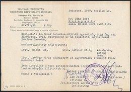 1969 A Magyar Izraeliták Országos Képviselete Igazolása Korábbi Munkasszolgálatról, Bélyegzővel, Aláírásokkal - Other & Unclassified