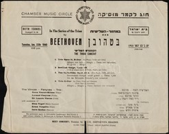 1940 Tel Aviv, A The Vincze-Fényes Trio Chamber Music Circle-beli Előadásának (Beethoven: The Third Concert) Plakátja, H - Sonstige & Ohne Zuordnung