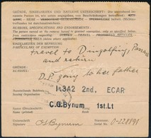 1945 Németország Katonai Kormányának Igazolása ágfalvi Hontalan Személy Részére  Dingolfingba, Passauba Való Retúr Utazá - Otros & Sin Clasificación