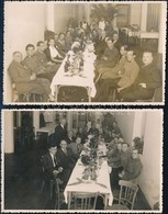 1940 Hazatérő Tisztek Tiszteletére Adott Vacsora, 2 Db Feliratozott Fotólap, 9×14 Cm - Other & Unclassified
