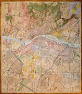 1928 Budapest Székesfőváros és Környékének Térképe Utcajegyzékkel, 1:25000, M. Kir. Állami Térképészet, Kartonra Kasíroz - Altri & Non Classificati