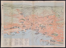 Cca 1920 Trieste Térképe, Német Nyelvű Ismertető Leírással, Szakadt, 67×49 Cm - Andere & Zonder Classificatie