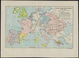 Francia Dinasztiák Európában 1375-1385, Térkép, M. Kir. Állami Térképészet, Hajtott, 32×23,5 Cm - Sonstige & Ohne Zuordnung