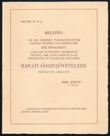 1929 Meghívó A M. Kir. Erzsébet Tudományegyetem Tanárai Számára Tartott Baráti összejövetelre - Non Classificati