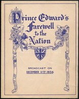 1936 'Prince Edward's Farewell Speech To The Nation' Nyomtatvány Színes Portréképpel - Non Classificati