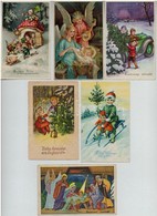 ** * 38 Db RÉGI üdvözlő Motívumlap Pár Lithoval / 38 Pre-1945 Greeting Art Motive Postcards With Some Lithos - Non Classés