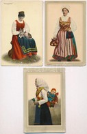 ** 3 Db RÉGI Svéd Népviseletes Motívumlap / 3 Pre-1945 Swedish Folklore Motive Postcards - Non Classificati