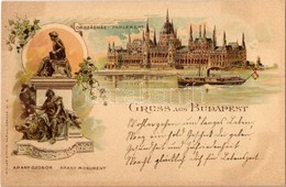 * T2 Budapest, Országház (Parlament), Arany János-szobor. Müller & Trüb. Art Nouveau Litho - Non Classificati