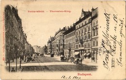 T2/T3 1901 Budapest VI. Teréz Körút, Mátrai Feik és Társa üzlete, Villamos, Nyugati Pályaudvar. Fénynyomat Divald Műinté - Non Classificati