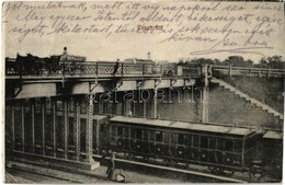 T4 1907 Debrecen, Vasúti átjáróhíd, Vasútállomás, Gőzmozdony, Személyvonat (vágott / Cut) - Ohne Zuordnung
