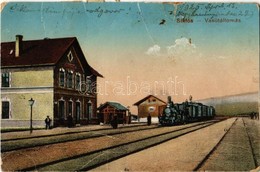T3 1925 Siklós, Vasútállomás, Gőzmozdony, Vasutasok. Kiadja Feiler Mariska (szakadás / Tear) - Non Classificati