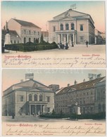 Sopron, Oedenburg; Petőfi Tér és Színház - 2 Db Képeslap 1902 és 1903-ból / 2 Postcards From 1902 And 1903 - Non Classificati