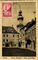 * T2/T3 Sopron, Ferenc József Tér, Tűztorony + 1947 Sopron 1. Kultúrhét MSZMT Bélyegkiállítás So. Stpl. (enyhén ázott Sa - Non Classificati