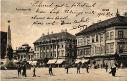 T2 1906 Arad, Andrássy Tér, Szentháromság Szobor, Nagy Lajos Szállodája A Fehér Kereszthez, Fonciere Pesti Biztosító Int - Non Classificati