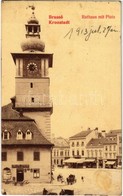 T2/T3 1913 Brassó, Kronstadt, Brasov; Városháza és Tér, Nagy József és N. J. Folyovits üzlete, Szállítás (Spedition) / T - Unclassified