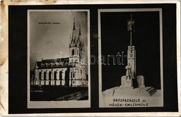 T2/T3 1943 Ditró, Gyergyóditró, Ditrau; Római Katolikus Templom, Országzászló, Hősök Emlékműve / Church, Hungarian Flag, - Non Classificati