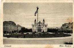 * T3 Kolozsvár, Cluj; Hitler Adolf Tér, Országzászló / Square, Hungarian Flag  (EB) - Non Classificati