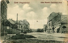 ** T3 Nagykároly, Carei; Calea Victoriei / Széchenyi Utca, üzletek. Taub Hírlapiroda Kiadása / Street View, Shops (kopot - Non Classificati