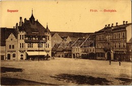 T2/T3 1917 Segesvár, Schässburg, Sighisoara; Fő Tér, Friedrich Schuster Gyógyszertára, Joh. Essigmann üzlete / Main Squa - Ohne Zuordnung